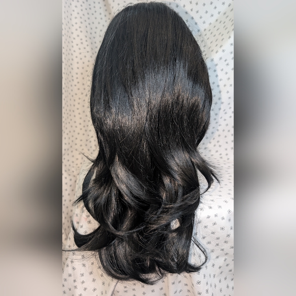 13x6 HD Lace Front Wig Black Straight Layered Blowout 18” Glueless Synthetic GWP